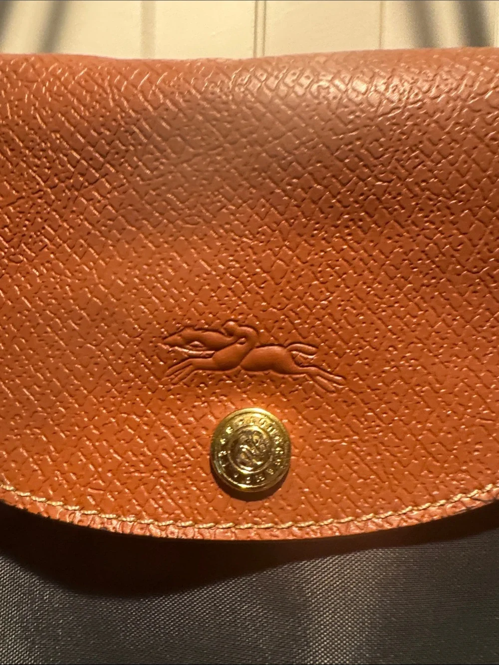 Longchamp Classic gray Tote with Brown Leather Trim